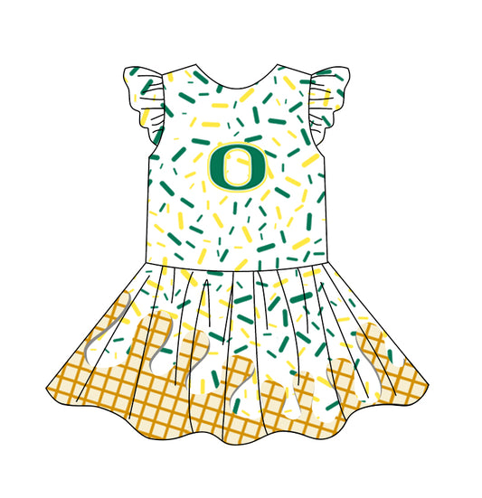 custom moq 3 eta 6-7weeks baby girls clothes team flying Sleeves Dress