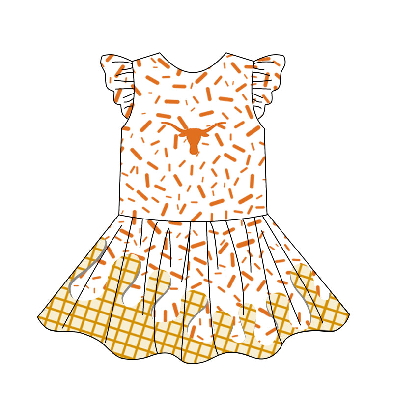 custom moq 3 eta 6-7weeks baby girls clothes team flying Sleeves Dress