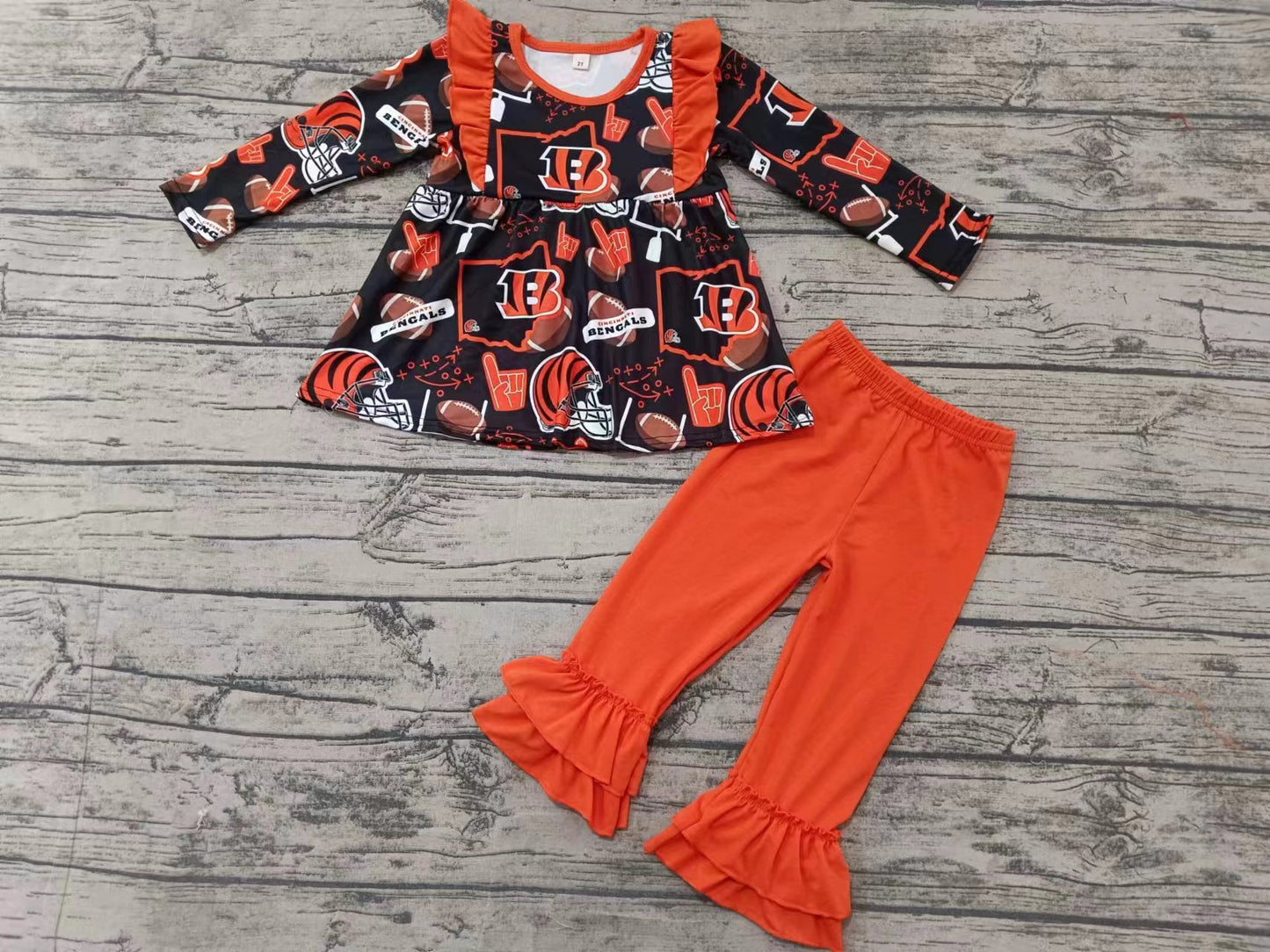 Deadline November 22 custom no moq eta 6-8weeks Orange-red tiger print letter B lace long-sleeved trousers suit