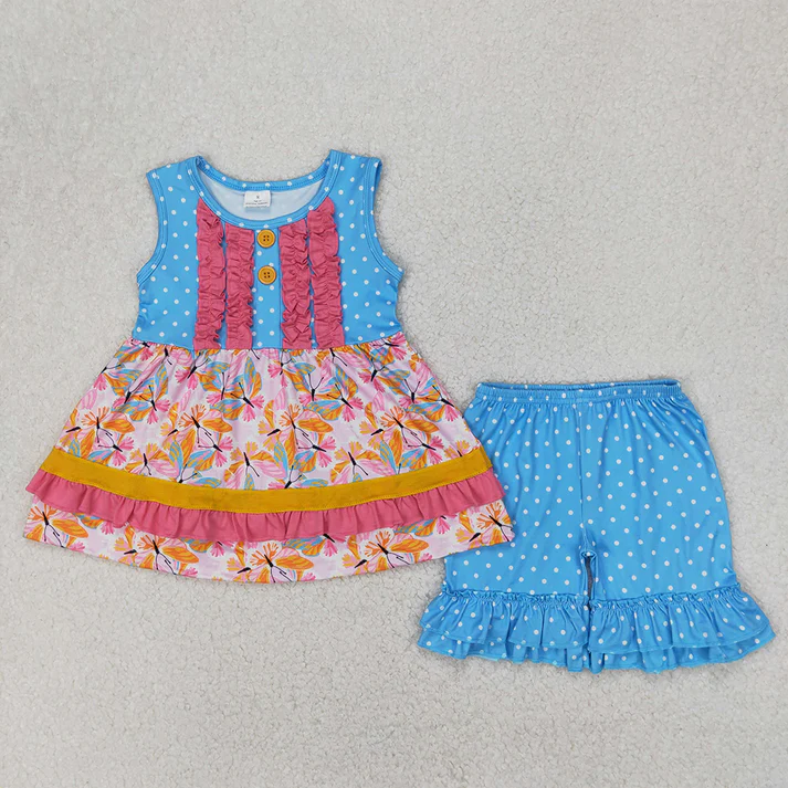 RTS Boys and girls floral Short Sleeve Shorts sets