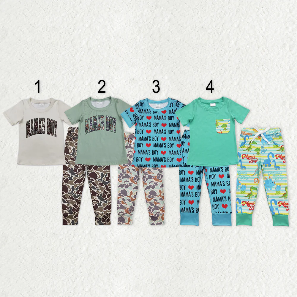 RTS NO MOQ Sibling Baby boy clothes MAMA short Sleeve pants Suits