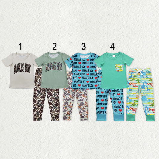 RTS NO MOQ Sibling Baby boy clothes MAMA short Sleeve pants Suits