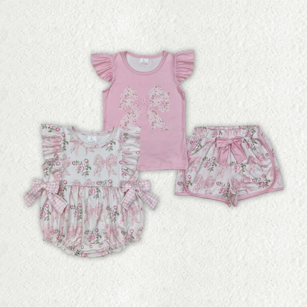 RTS NO MOQ baby girl clothes floral Rompers Clothes Sets