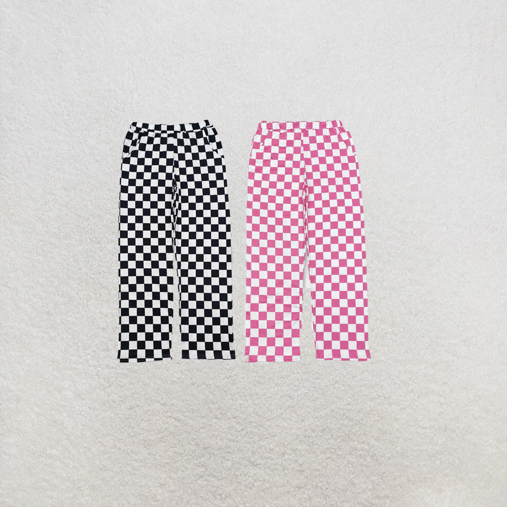 RTS NO MOQ Sibling Adult Women Pink Black Checkered Two Colors Bottom Pants