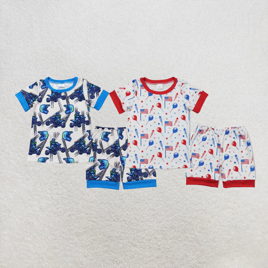 RTS NO MOQ Sibling Baby Boys Ducks Short Sleeve Tee Shirt Top Shorts Pajamas Clothes Sets