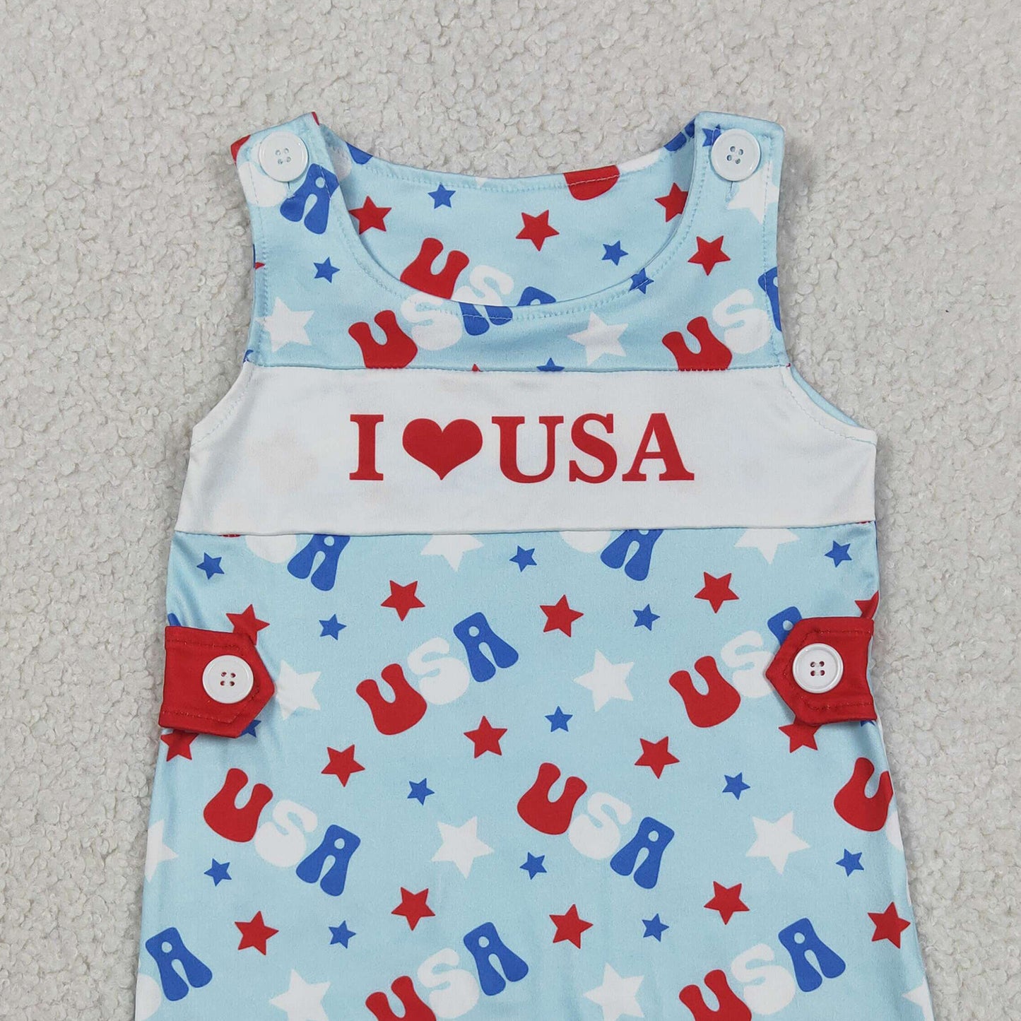 RTS NO MOQ milk silk SR4155 Baby Boys 4th of July I Love USA Sleeveless Romper