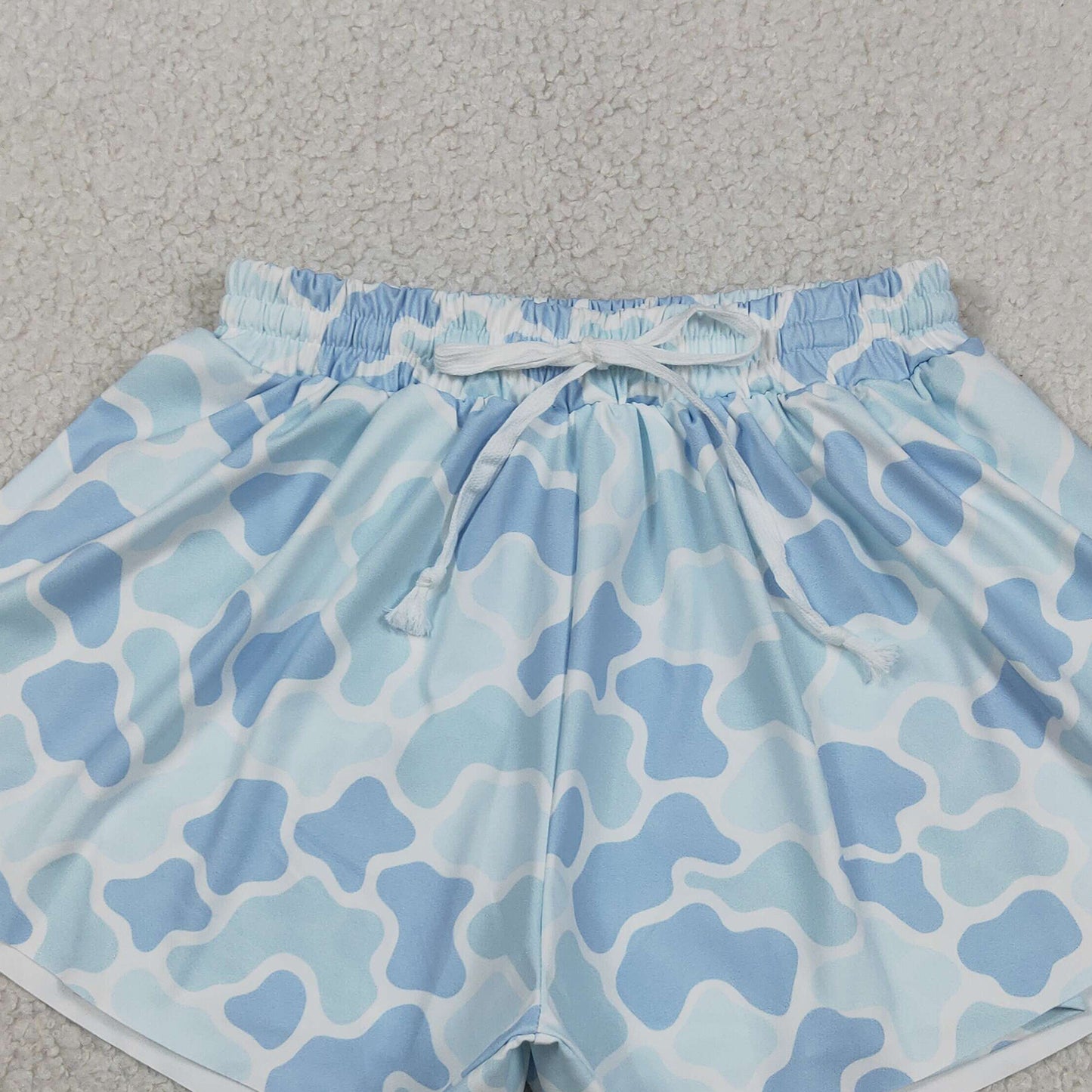 RTS NO MOQ yoga fabric SS0769 Adult Women Southern Camo Light Blue High Waist Yoga Shorts