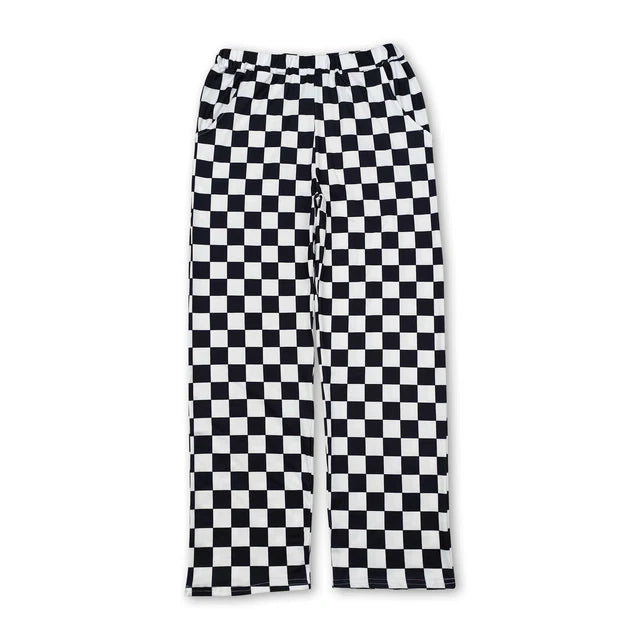 RTS NO MOQ Sibling Adult Women Pink Black Checkered Two Colors Bottom Pants