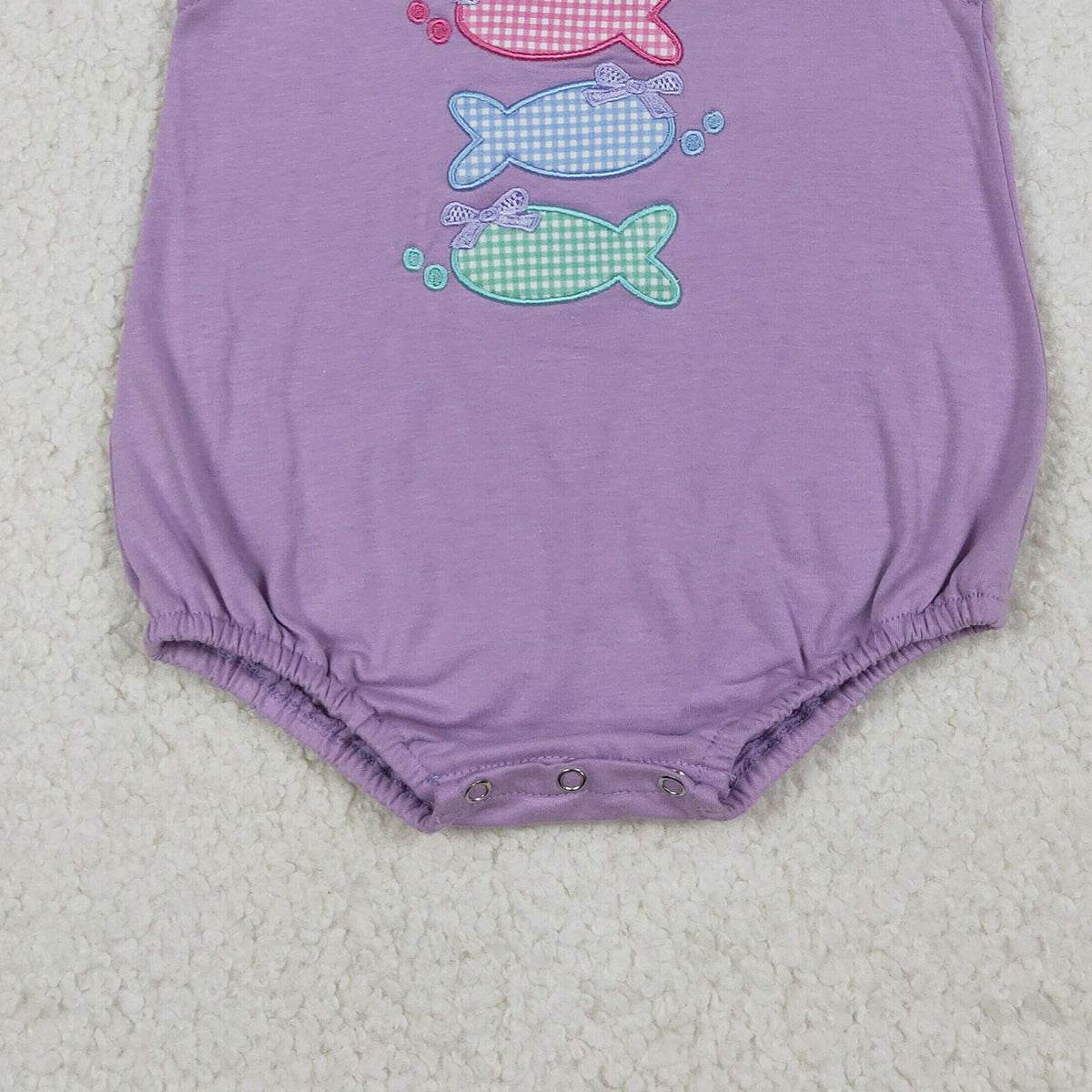 RTS NO MOQ SR4006 Baby Girls Embroidery Fishes Rompers with Flutter Sleeves And Ruffle Hunting Style for Girls