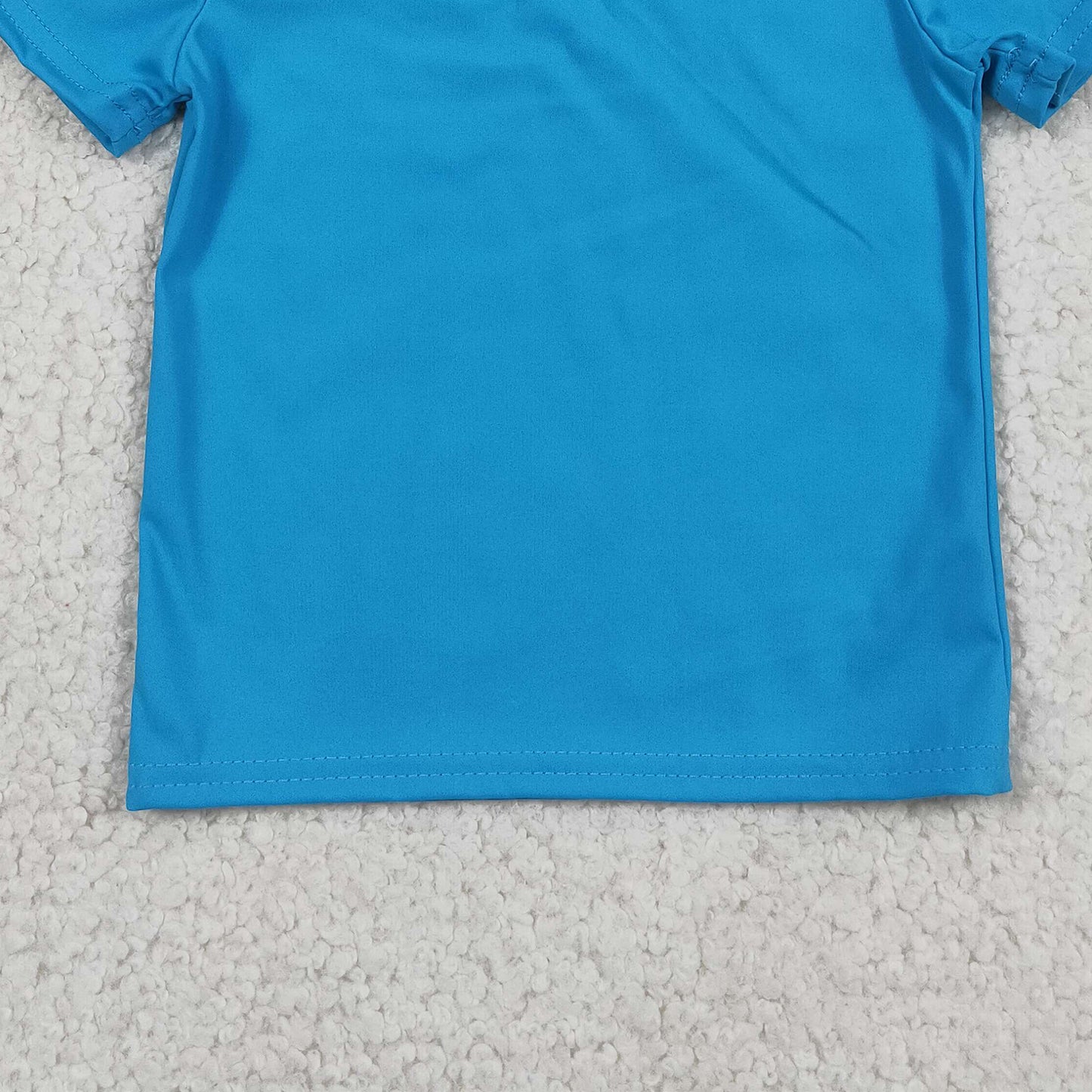 RTS NO MOQ yoga fabric cotton GT1639 Baby Girls Blue Short Sleeve Active Wear T Shirt