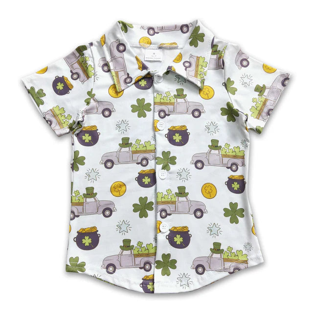 RTS NO MOQ Sibling Baby Boys Short Sleeve Western Button Shirts Top