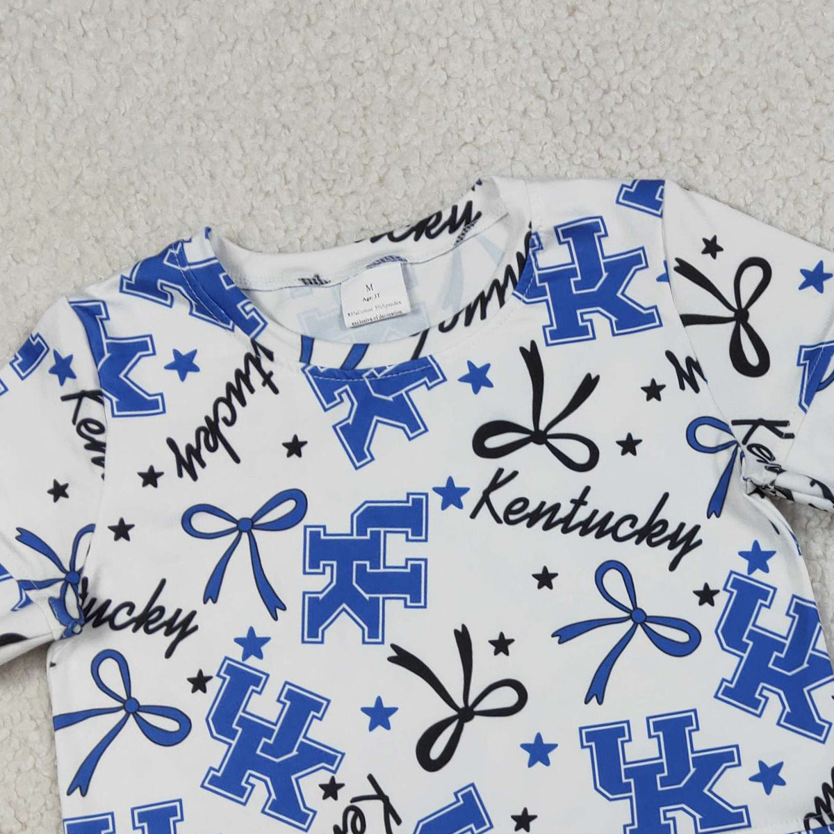 RTS NO MOQ GSSO3255 Baby Girls Star Bows Scallop Edge Top And Shorts Set Team Clothes Outfit for Kids