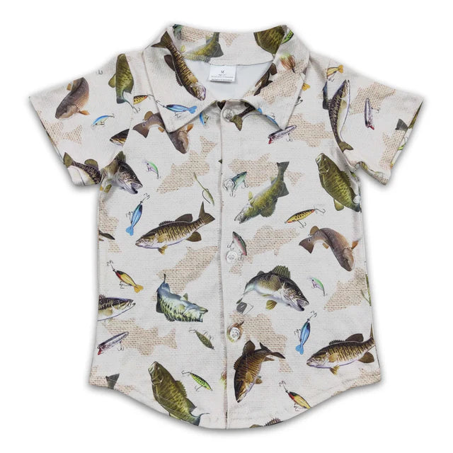 RTS NO MOQ Sibling Baby Boys Short Sleeve Western Button Shirts Top