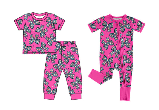 12.4 custom each style moq 5eta 4-6week Sibling Sister baseball bow baby girls short sleeve sets and rompers match design