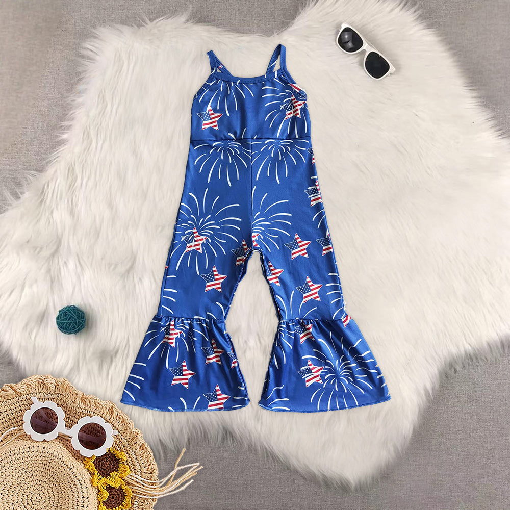 RTS Baby girls clothes 4th of july suspender jumpsuit