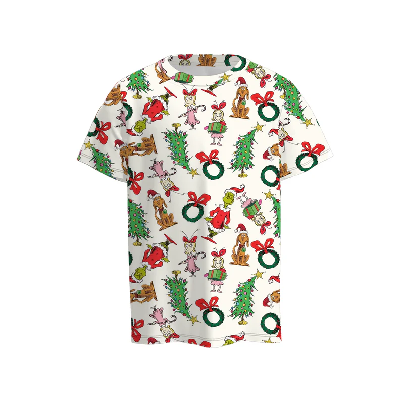 Custom moq 5 each style eta 6-7weeks Christmas baby girl short sleeve dress and long sleeve pants sets and shorts sets and top 1 and top 2 and adult dress