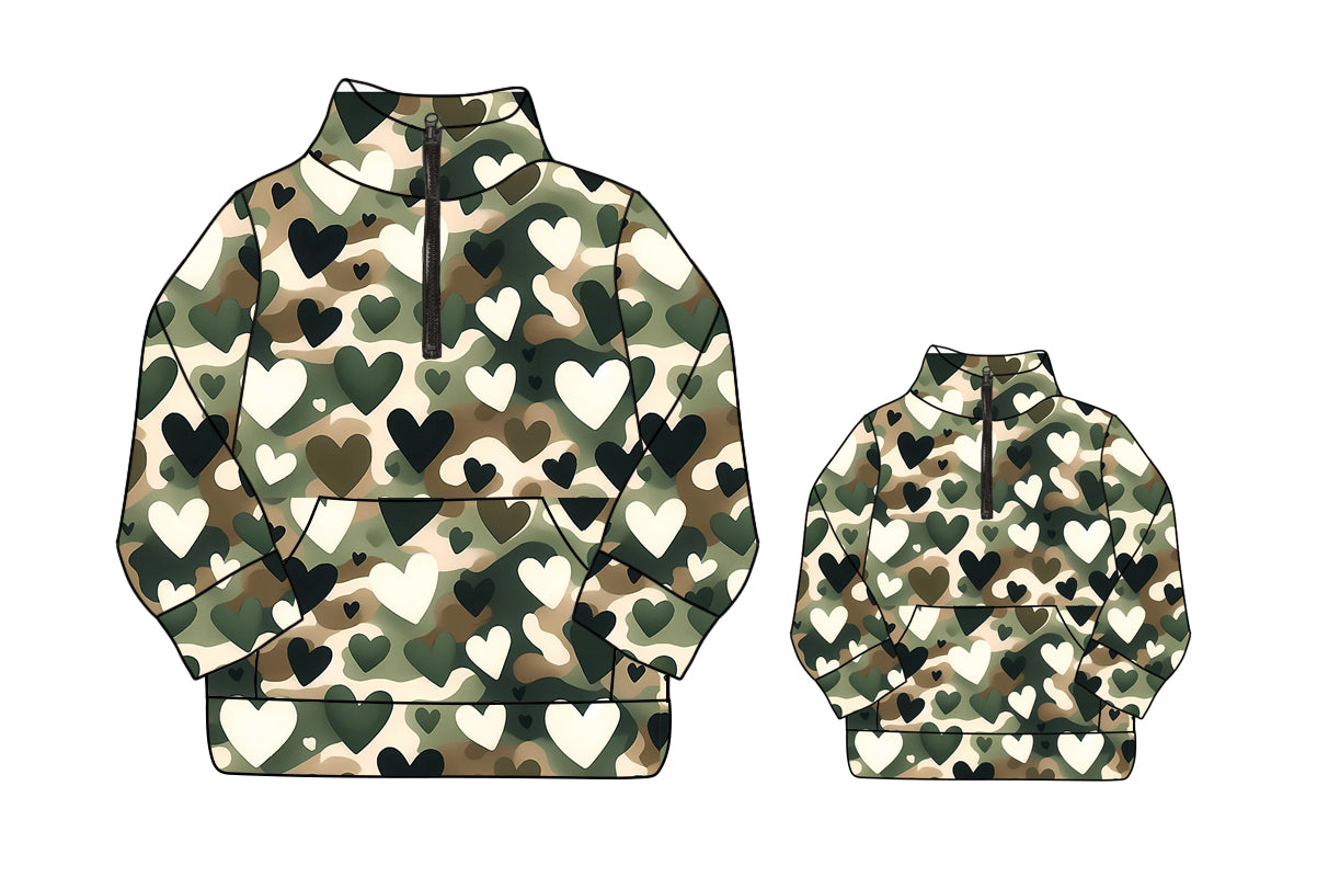 12.4 custom each style moq 5eta 4-6week Sibling Sister camouflage kids long sleeve top and adult long sleeve top match design