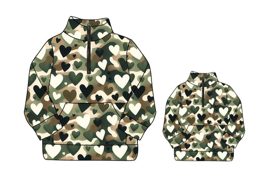 12.4 custom each style moq 5eta 4-6week Sibling Sister camouflage kids long sleeve top and adult long sleeve top match design