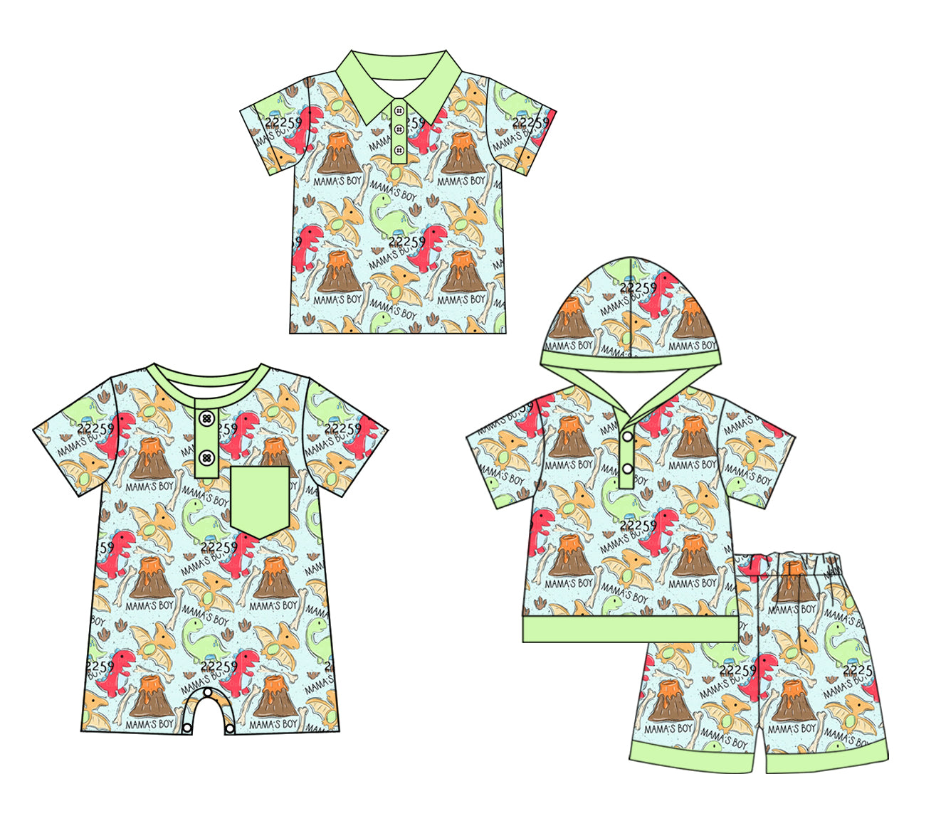 11.26 custom each style moq 5eta 4-6week Sibling Sister dinosaur baby boy short sleeve shorts sets and boy romper and top match design