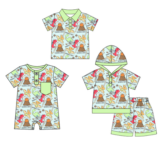 11.26 custom each style moq 5eta 4-6week Sibling Sister dinosaur baby boy short sleeve shorts sets and boy romper and top match design