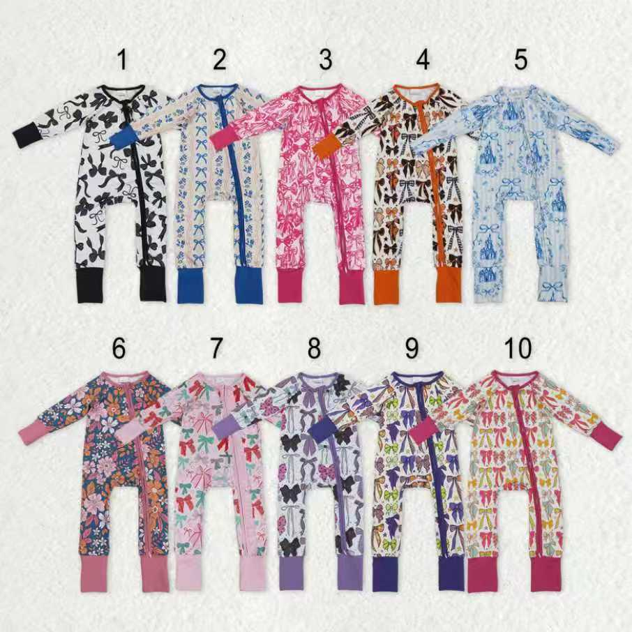 RTS NO MOQ Sibling Baby boy girls clothes bow long-sleeve rompers