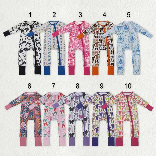 RTS NO MOQ Sibling Baby boy girls clothes bow long-sleeve rompers