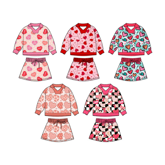 25.11.4 custom each style moq 5 eta 6-8week Sibling Sisters love baby girl long sleeve skirts sets 5 match family design