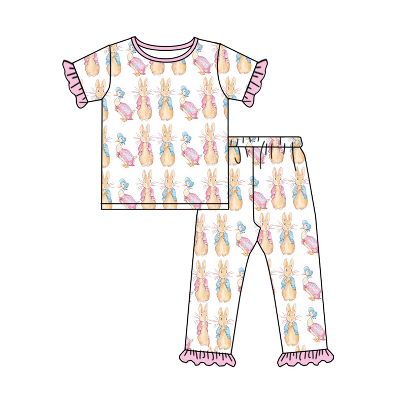 10.11 custom each style moq 5eta 4-6week Sibling Sister easter rabbit pink baby girl sets and dress and rompers match family design