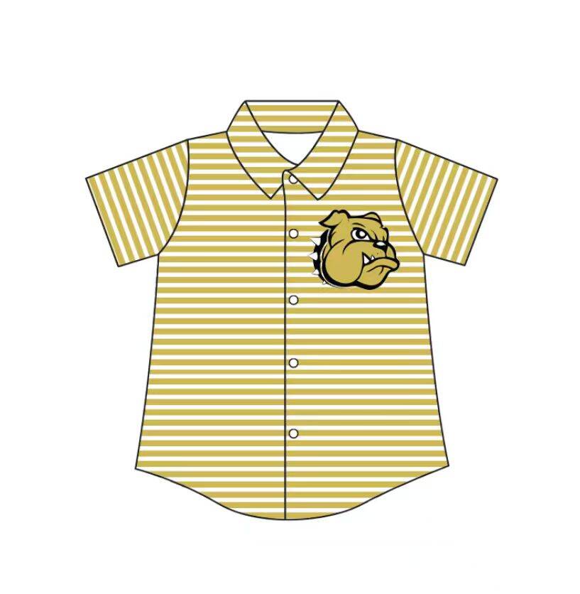 Custom moq 5 mix size milk silk summer teams Baby Boys Summer Stripes Short Sleeve Button Shirts Top