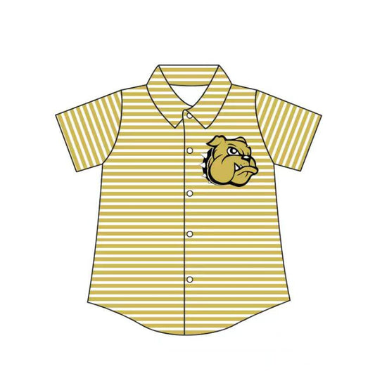 Custom moq 5 mix size milk silk summer teams Baby Boys Summer Stripes Short Sleeve Button Shirts Top