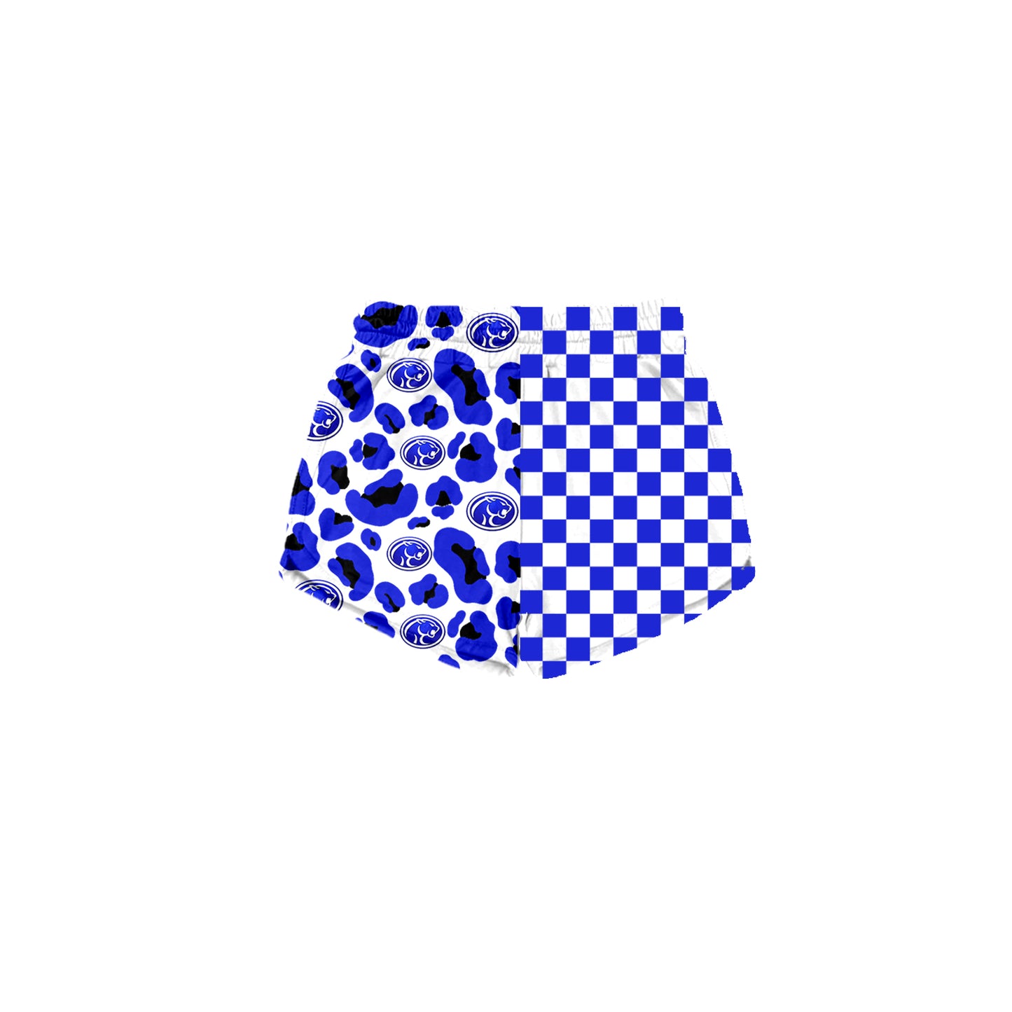 Custom moq 5 mix size milk silk summer teams Adult And Kids Checked Leopard Blue Patchwork Summer Casual Shorts