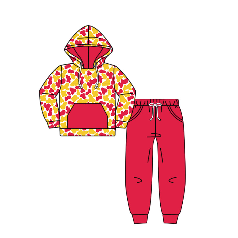Custom moq 5 mix size milk silk summer teams baby girls clothes camouflage hooded long sleeve pants sets 2 and boy pants sets and pant-25.8.9