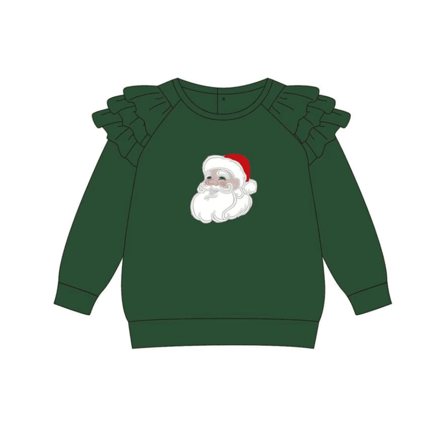 5.18custom each style moq 5eta 4-5week Sibling Sister Santa Claus print green long sleeve match family design