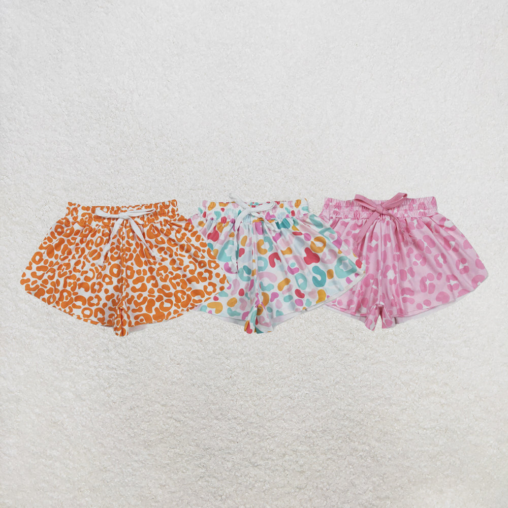 RTS NO MOQ Sibling Baby Girls Colorful Bows Leopard Skorts Ruffle Summer Shorts Bottoms