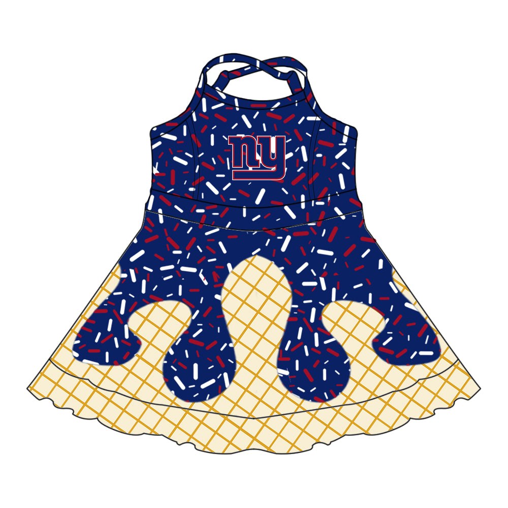 Custom summer teams baby girls clothes team dark blue hooded long sleeve tops and short sleeve top and dress and pants and shorts-25.6.12