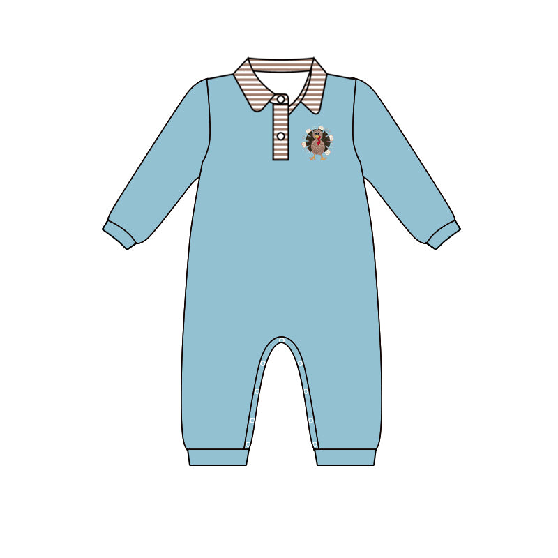 5.20custom each style moq 5eta 4-5week Sibling Sister easter turkey prints blue boys outfits and baby romper match family design