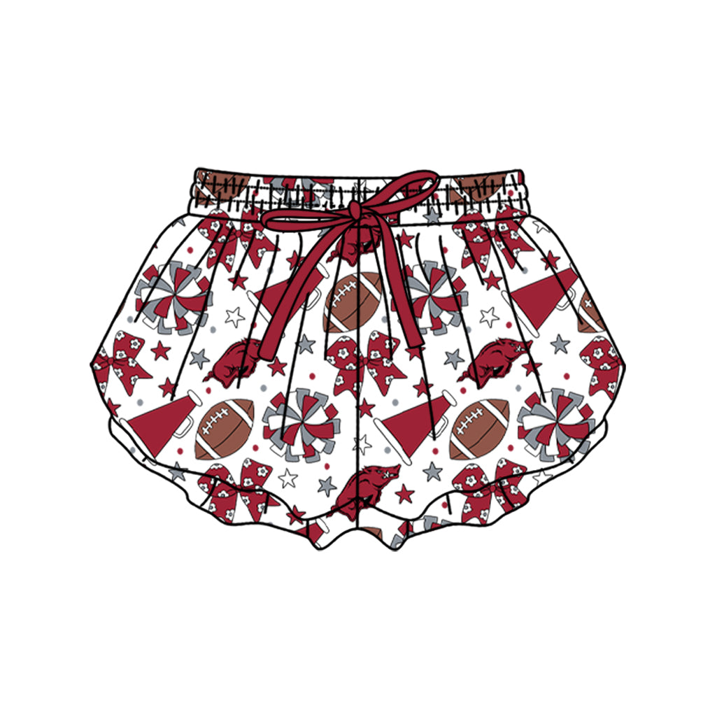 Custom moq 5 mix size milk silk summer teams Baby Girls Stars Bows Yoga Active Ruffle Shorts Bottom for Kids