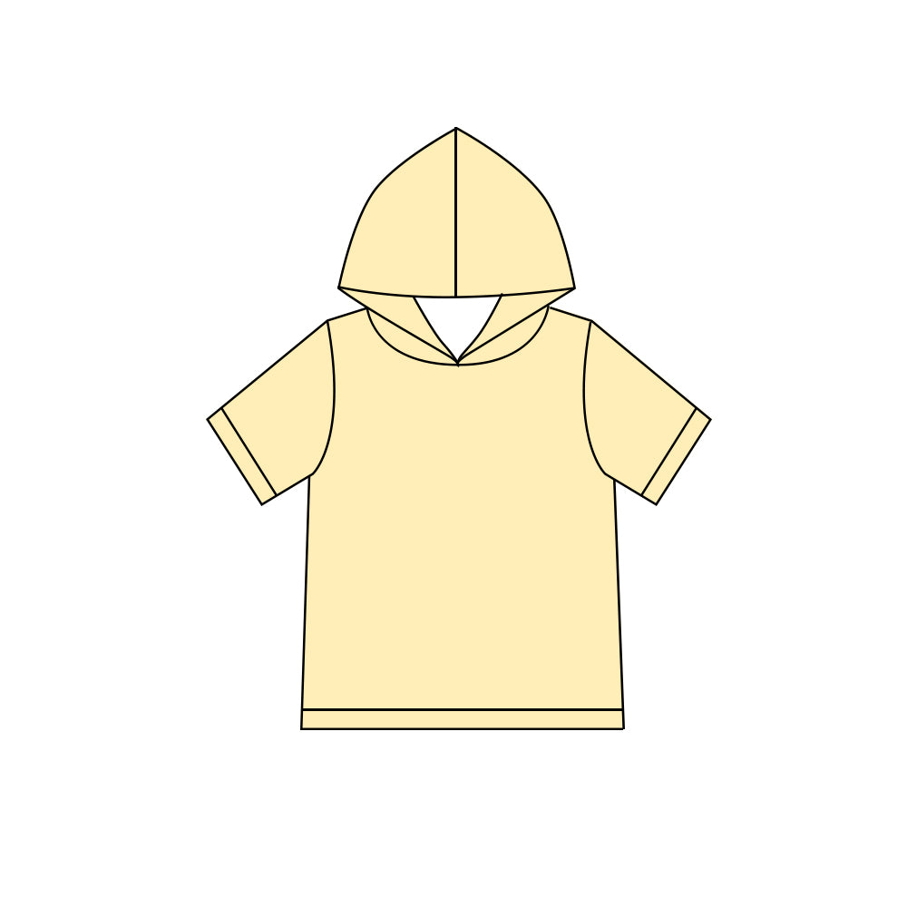 Custom moq 5 boys Blank Cotton Short Sleeve Hooded Top Cream Short Sleeve Hooded Top