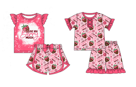 12.23 custom each style moq 5eta 4-6week Sibling Sister I LOVE YOU baby girls short sleeve shorts sets 1 and sets 2 match design