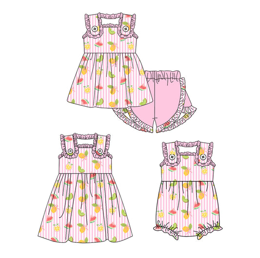 3.14 Custom moq 5 mix size Sibling Baby Girl's Pink Sleeveless Top And Shorts Set Cute Romper Dress for Summer