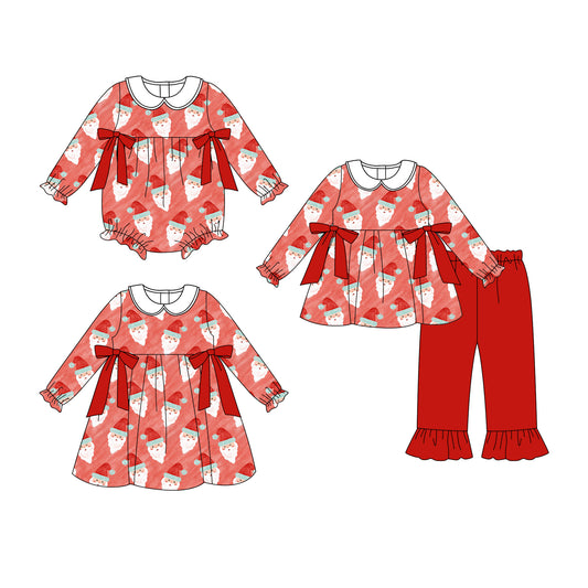 25.7.21 custom each style moq 5eta 4-6week Sibling Sisters Christmas red baby girl long sleeve pants sets and dress and rompers match family design