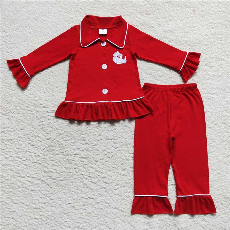 Baby Girls boys Christmas style Santa Claus print red Family siblings set