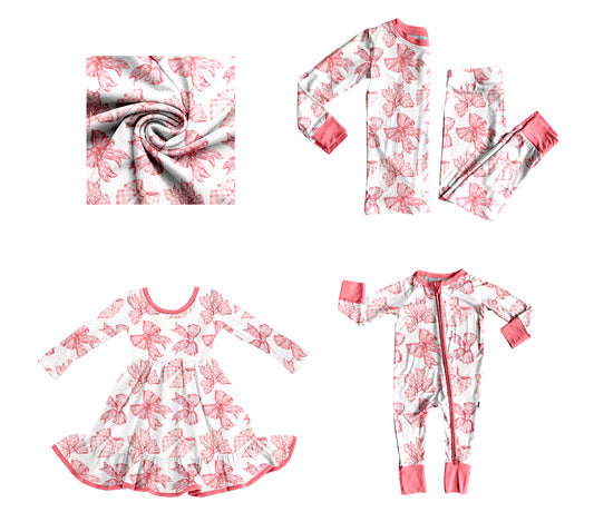 25.9.4 custom each style moq 5eta 4-6week Sibling Sisters bow baby girl long sleeve pants sets and dress and rompers match family design