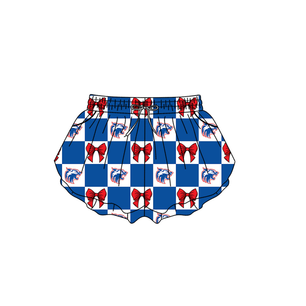 Custom moq 5 mix size milk silk summer teams Blue Checked Bows Baby Girl Sleeveless Red Top Skirt Short Set Dress And Shorts Yoga Outfit Boy's Top Shorts Set Romper