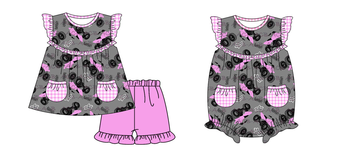 11.20 custom each style moq 5eta 4-6week Sibling Sister baby girl short sleeve shorts sets and rompers match design