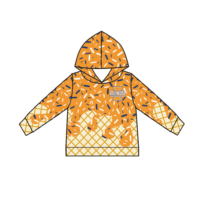 Custom summer teams baby girls clothes team orange hooded long sleeve tops and short sleeve top and dress and pants and shorts-25.5.29