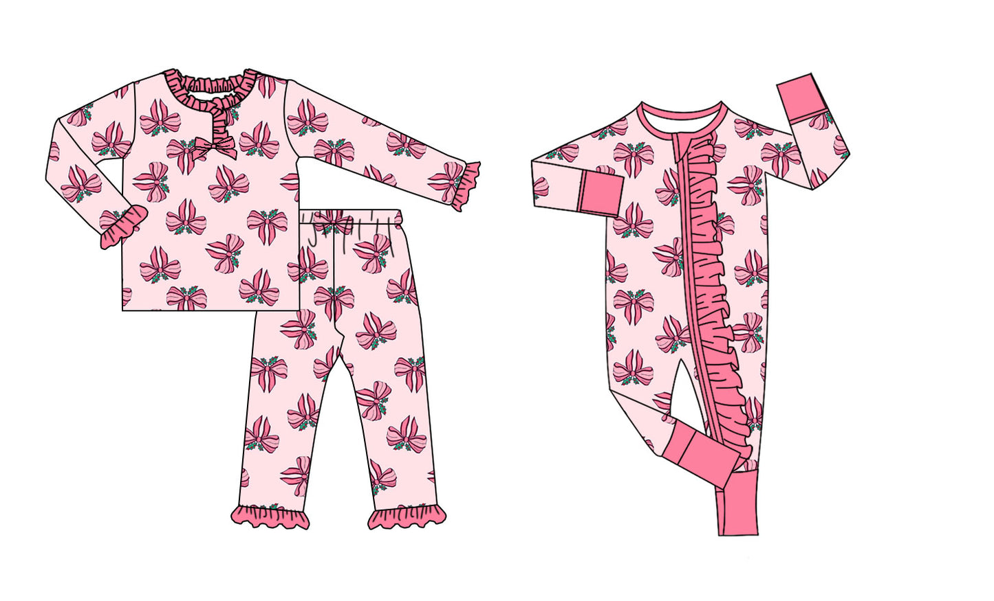 25.8.28 custom each style moq 5eta 4-6week Sibling Sisters bow pink baby girl clothes long sleeve pants sets and romper match family design