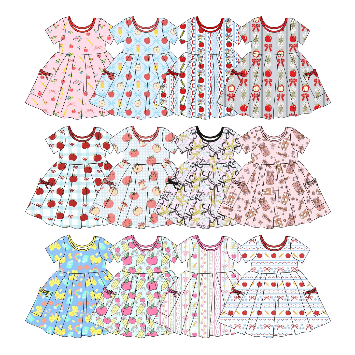 25.11.8 custom each style moq 5 eta 6-8week Sibling Sister bow floral baby girl short sleeves dress 12 match design