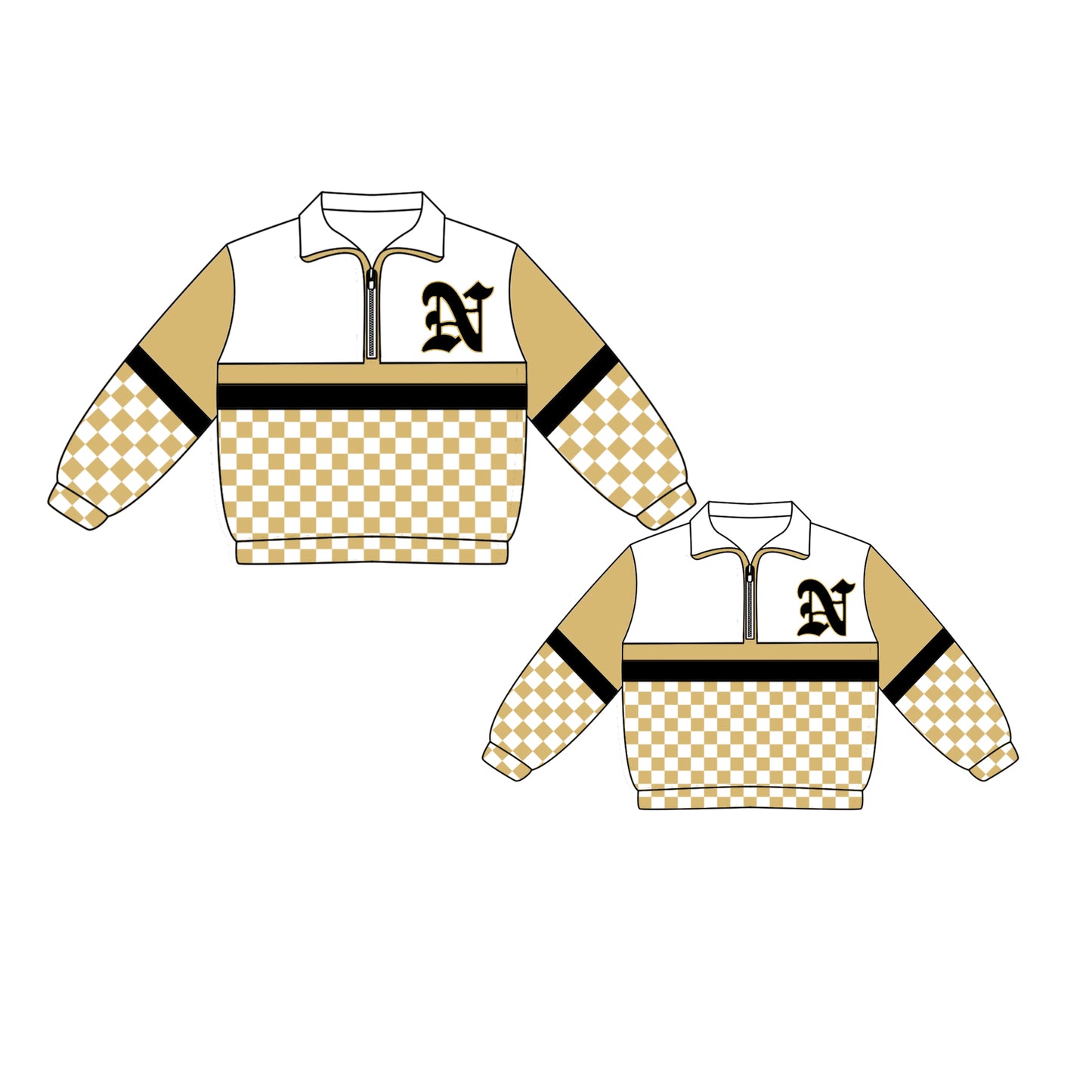 Custom moq 5 mix size milk silk summer teams Daddy and Me Checked Long Sleeve Brown Team Pullover Tops