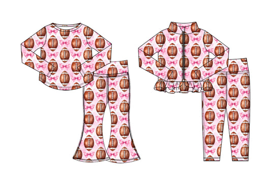 25.10.20 custom each style moq 5 eta 6-8week Sibling Sisters rugby bow baby girl long sleeve pants sets 2 match family design